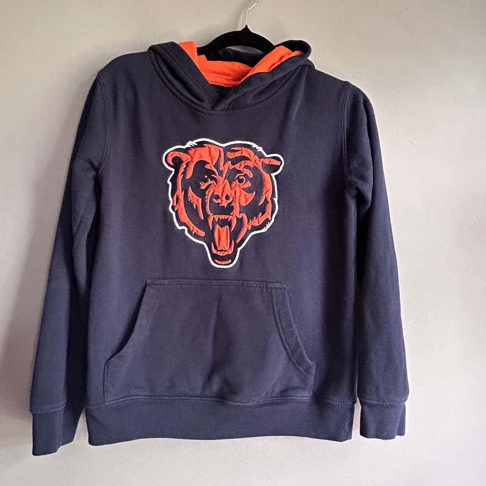 NFL Team Apparel Chicago Bears Youthβ Hoodie Navy Blue Orange Size M 10/12